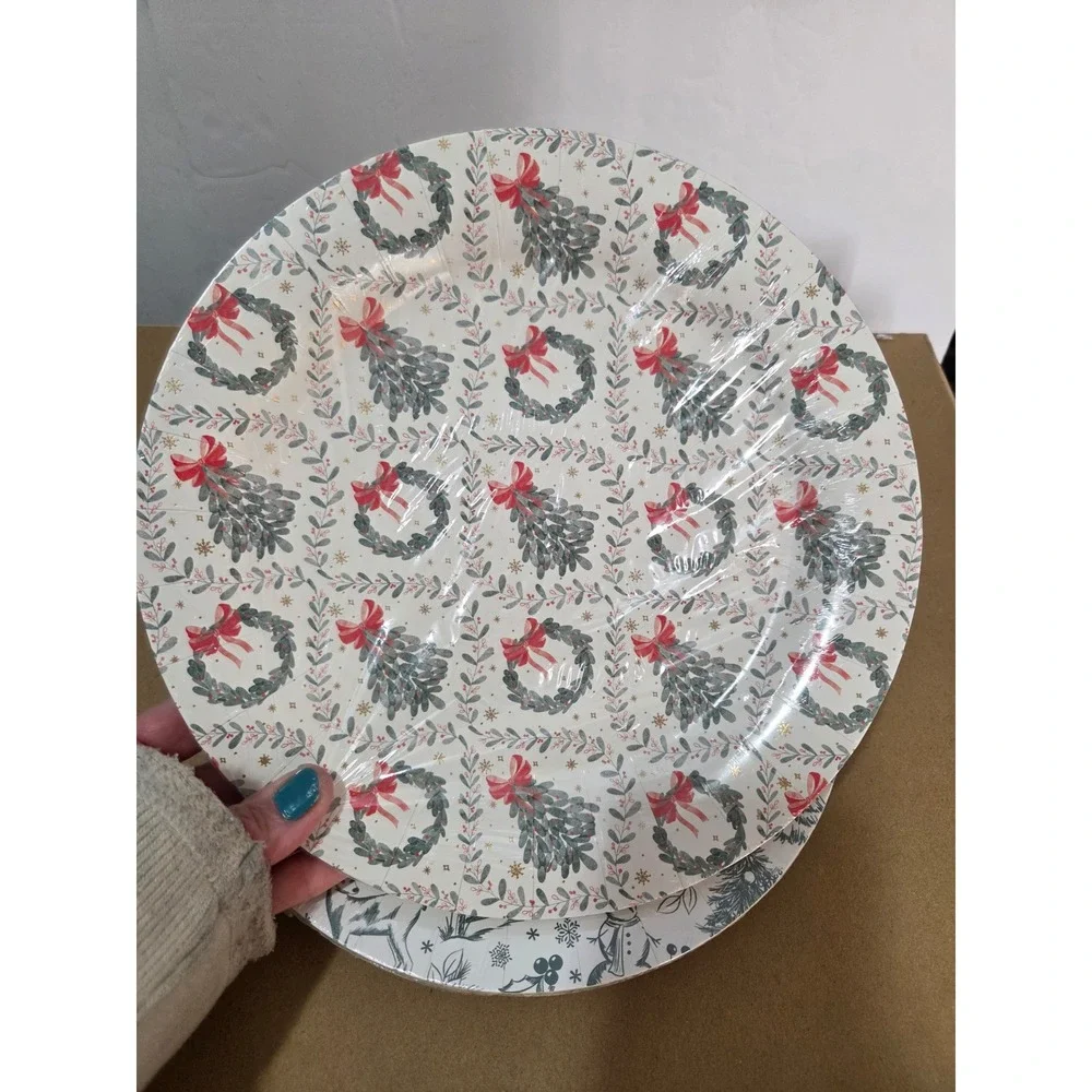 Peppermint & Pine Christmas Paper Dinner Plates 10 Inch 24 Count Holiday Set